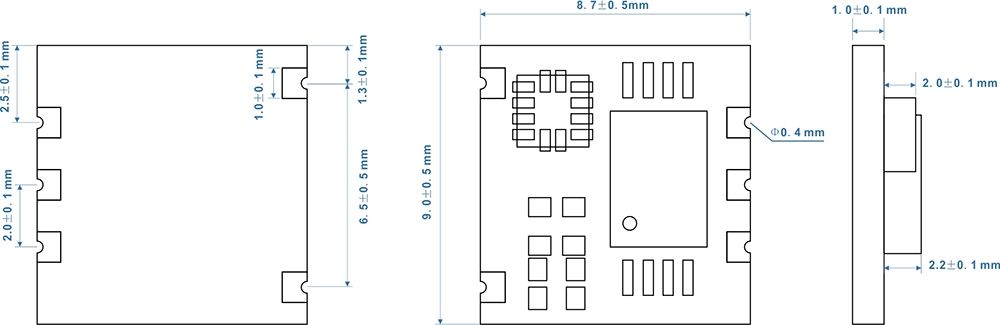3D计步模块STP100M的机械尺寸